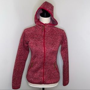 Columbia Chillin fleece hooded jacket heather pomegranate red tweed-look size XS